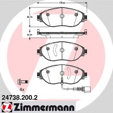 Купить ZIMMERMANN 24738.200.2 Колодки торм.перед.
