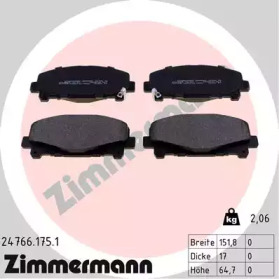 Купить ZIMMERMANN 24766.175.1 Колодки торм.перед. со звук.датчиком износа