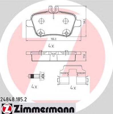 Купить ZIMMERMANN 24848.185.2 Колодки торм.перед. с аксессуарами