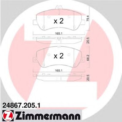 Купить ZIMMERMANN 24867.205.1 Колодки торм.перед.