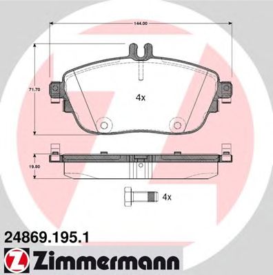 Купить ZIMMERMANN 24869.195.1 Колодки торм.перед. с датчиком износа