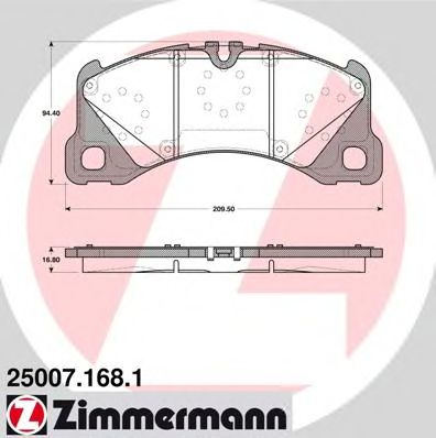 Купить ZIMMERMANN 25007.168.1 Колодки торм.перед.