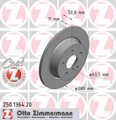 Купить ZIMMERMANN 250.1364.20 Диск торм.задн. [280х11] COAT Z