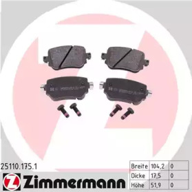 Купить ZIMMERMANN 25110.175.1 Колодки торм.задн.