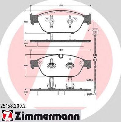 Купить ZIMMERMANN 25158.200.2 Колодки торм.передн. [вкл. датчик износа]