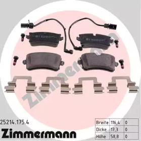 Купить ZIMMERMANN 25214.175.4 Колодки торм.задн. с аксессуарами и датчиком износа