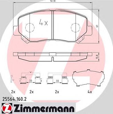 Купить ZIMMERMANN 25564.160.2 Колодки торм.перед. с датчиком износа