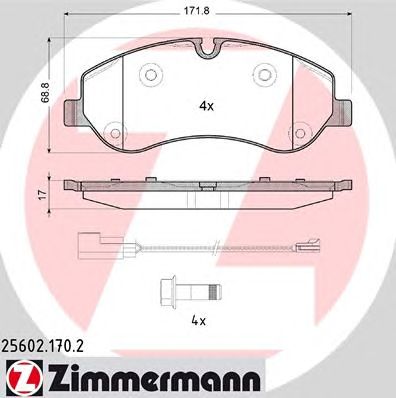 Купить ZIMMERMANN 25602.170.2 Колодки торм.перед. с датчиком износа