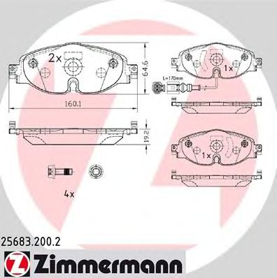 Купить ZIMMERMANN 25683.200.2 Колодки торм.пер. [вкл. датчик износа]