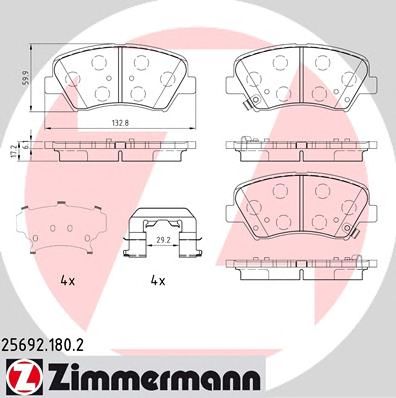 Купить ZIMMERMANN 25692.180.2 Колодки торм.перед. 15