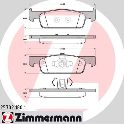 Купить ZIMMERMANN 25702.180.1 Колодки торм.пер.