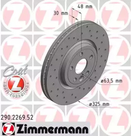 Купить ZIMMERMANN 290.2269.52 Диск торм.перед.вентил.перфорир. [325x30] SPORT COAT Z