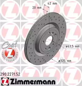 Купить ZIMMERMANN 290.2271.52 Диск торм.задн.вентил.перфорир. [325x20] SPORT Z