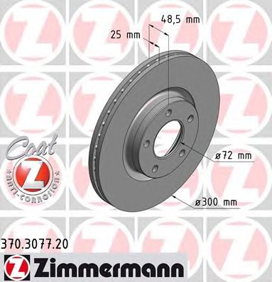 Купить ZIMMERMANN 370.3077.20 Торм.диск пер.вент.[300x25] Standart