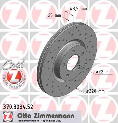 Купить ZIMMERMANN 370.3084.52 Диск торм.перед.вентил.перфорир. [320x25] SPORT COAT Z