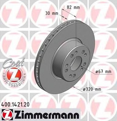 Купить ZIMMERMANN 400.1421.20 ДИСК ТОРМ MER W140 91- ПЕР ВЕНТ 320X30