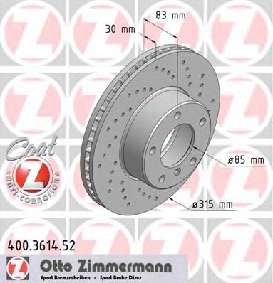 Купить ZIMMERMANN 400.3614.52 Диск торм.перед.вент.перфорир. [315x30mm] SPORT COAT Z
