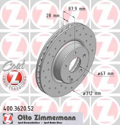 Купить ZIMMERMANN 400.3620.52 Диск торм.
