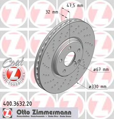 Купить ZIMMERMANN 400.3632.20 Торм.диск пер.вент.[330x32] COAT Z