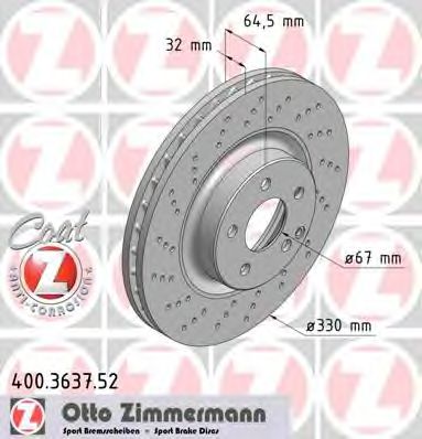 Купить ZIMMERMANN 400.3637.52 Диск торм.перед.вентил.перфорир. [330x32] SPORT COAT Z