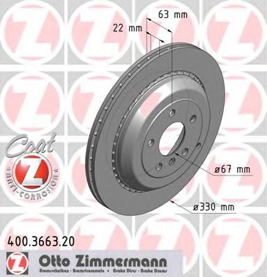 Купить ZIMMERMANN 400.3663.20 Торм.диск зад.вент.[330x22] COAT Z