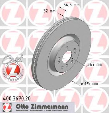 Купить ZIMMERMANN 400.3670.20 Торм.диск пер.вент.[375x32] COAT Z