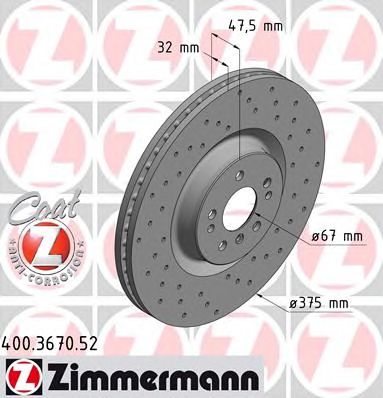 Купить ZIMMERMANN 400.3670.52 Диск торм.перед.вентил.перфорир. [375x32] SPORT COAT Z
