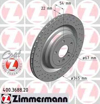 Купить ZIMMERMANN 400.3688.20 Диск торм.задн.вентил.перфорир. [345x22] COAT Z