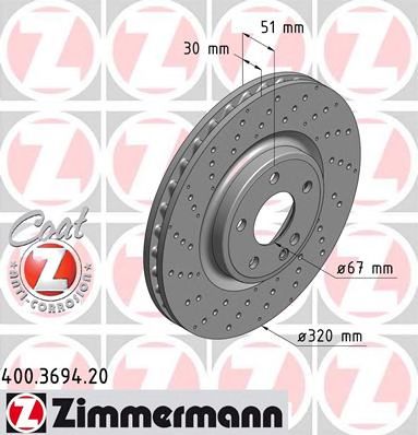 Купить ZIMMERMANN 400.3694.20 Диски тормозные