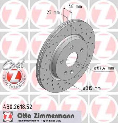Купить ZIMMERMANN 430.2618.52 Торм.диск зад.вент.[315x23]
