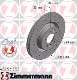 Купить ZIMMERMANN 450.5213.52 Диск торм.перед.вентил.перфорир. [360x30] SPORT COAT Z
