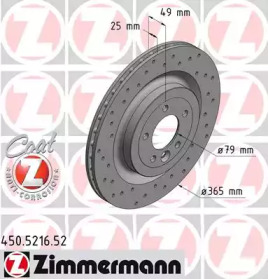 Купить ZIMMERMANN 450.5216.52 Диск торм.задн.вентил.перфорир. [365x25] SPORT COAT Z