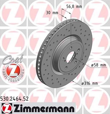 Купить ZIMMERMANN 530.2464.52 Диск торм.перед.вентил.перфорир. [316x30] SPORT Z