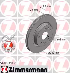 Купить ZIMMERMANN 540.5310.20 Диск торм.пер.вентил.