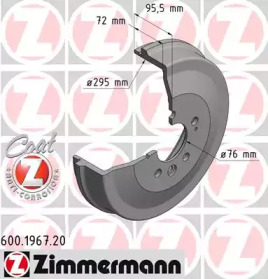 Купить ZIMMERMANN 600.1967.20 Барабан торм.задн. [335х295х95,5] COAT Z
