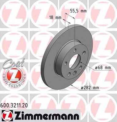Купить ZIMMERMANN 600.3211.20 Торм.диск пер.[282x18]