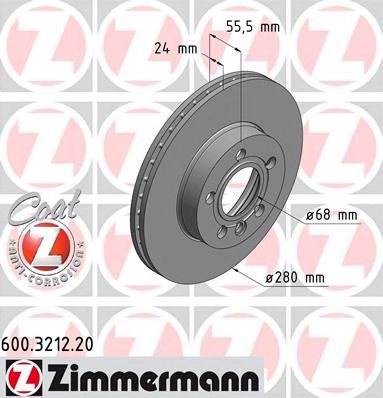 Купить ZIMMERMANN 600.3212.20 Диск торм.перед.вентил. [280x24]