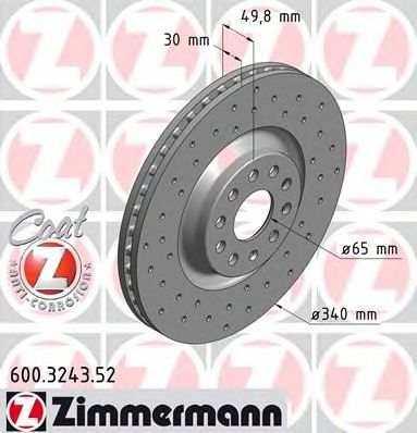 Купить ZIMMERMANN 600.3243.52 Диск торм.перед.вентил.перфорир. [340x30] SPORT COAT Z