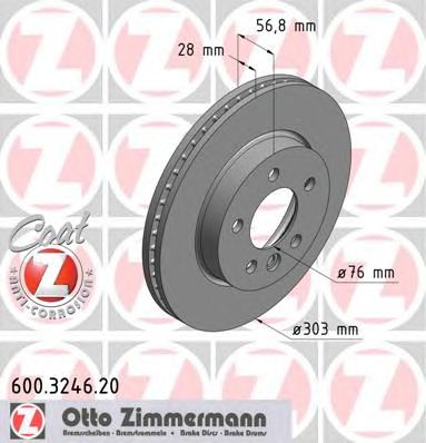Купить ZIMMERMANN 600.3246.20 Торм.диск пер.вент.[303x28]