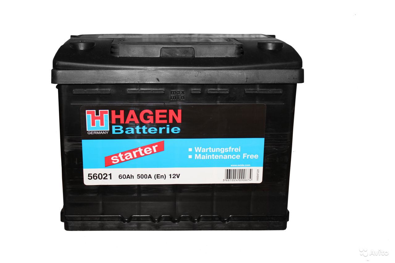 Купить HAGEN 56021 Аккумулятор 60Ah 500A 242x175x190 полярность ETN 1